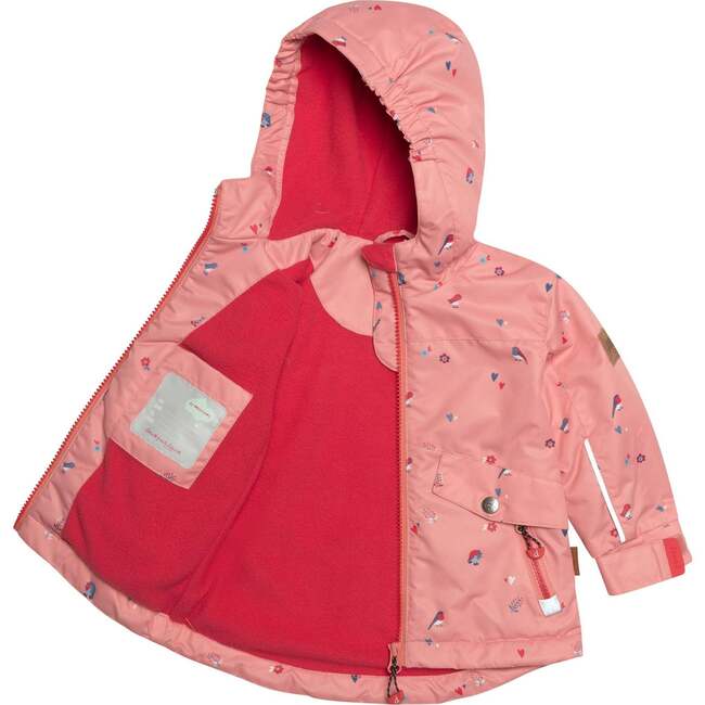 Printed Two-Piece Spring Rain Set, Coral Birds And Teaberry - Raincoats - 3