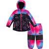 Printed Two-Piece Spring Rain Set, Black Unicorns - Raincoats - 1 - thumbnail