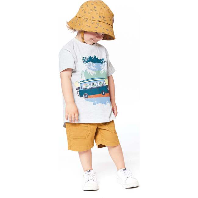 Printed Twill Hat, Golden Brown Dinosaurs - Hats - 3