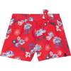 Printed Short With Bow, Red Flowers - Shorts - 1 - thumbnail