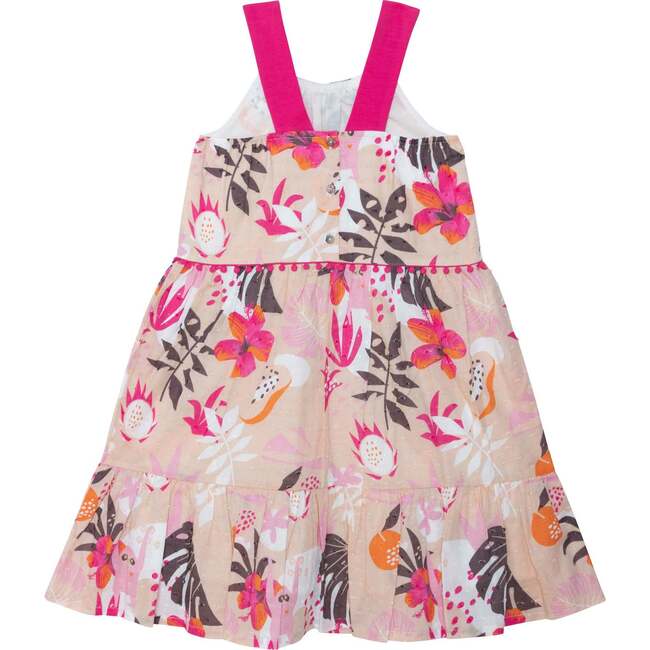 Printed Swiss Dot Sleeveless Midi Dress, Beige Jungle - Dresses - 5