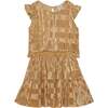 Short Sleeve Layered Dress, Gold - Dresses - 1 - thumbnail