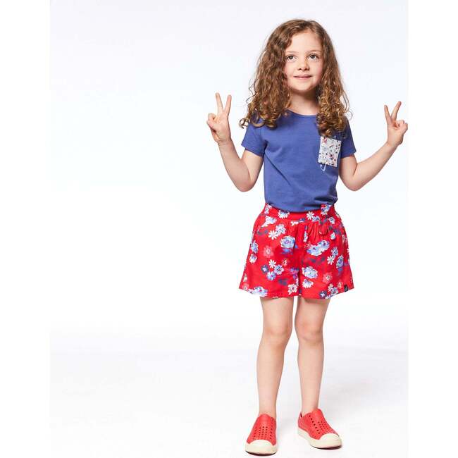 Printed Short With Bow, Red Flowers - Shorts - 3