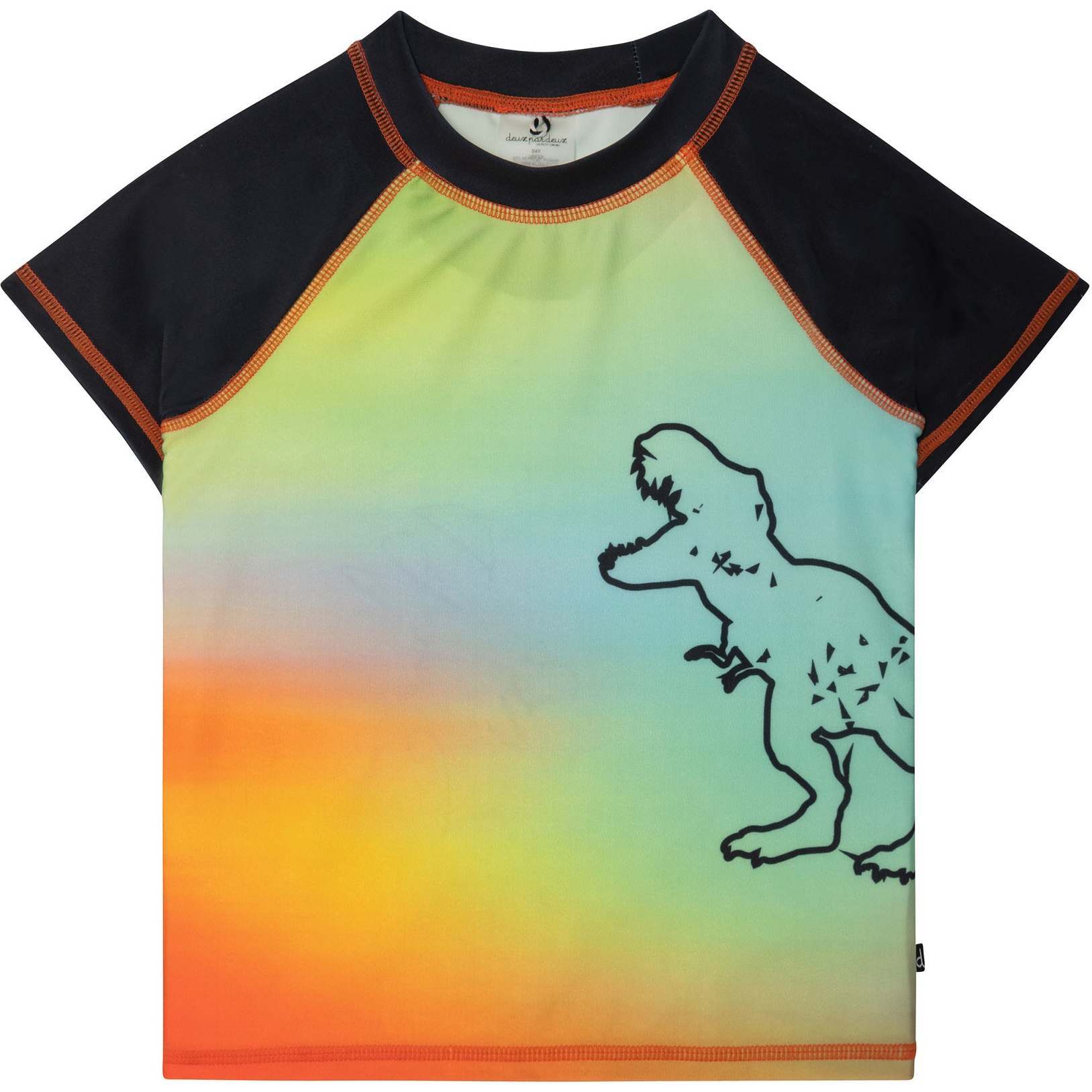 Short Sleeve Rashguard, Multicolor Dinosaur Print - Rash Guards - 1
