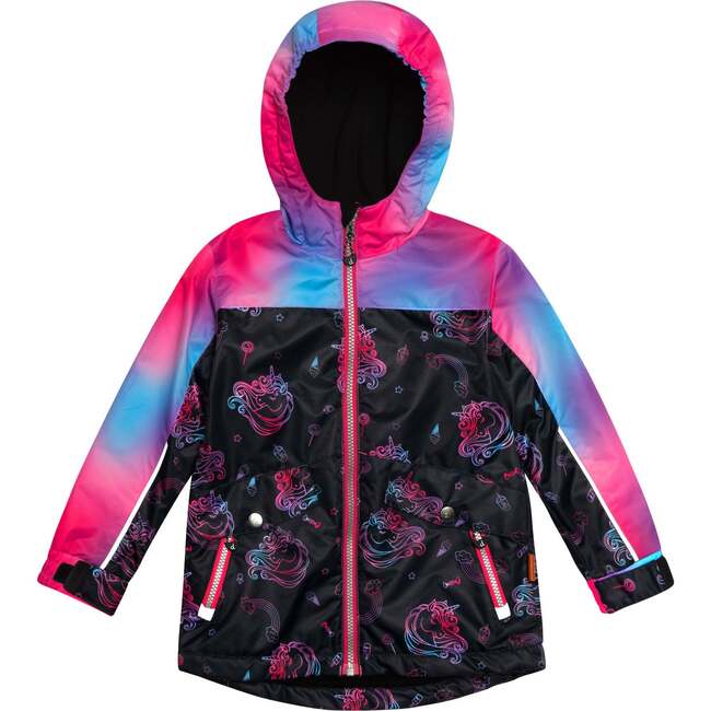 Printed Two-Piece Spring Rain Set, Black Unicorns - Raincoats - 5