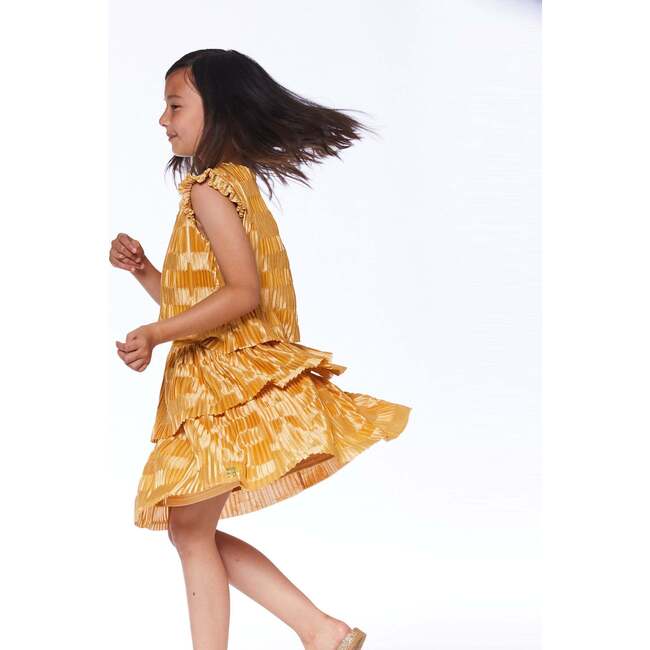 Short Sleeve Layered Dress, Gold - Dresses - 2