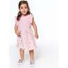 Short Sleeve Frill Dress With Tulle Print Skirt, Pink - Dresses - 2 - thumbnail