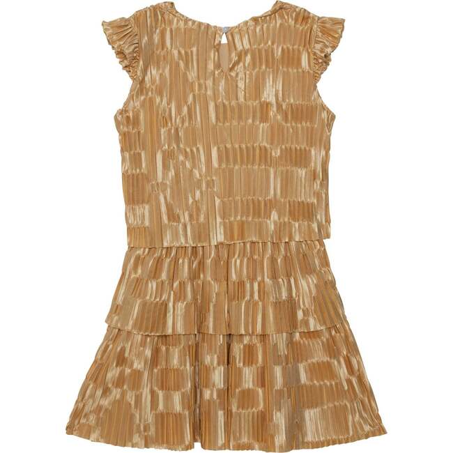 Short Sleeve Layered Dress, Gold - Dresses - 3