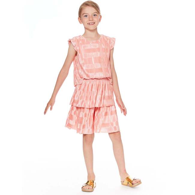 Short Sleeve Layered Dress, Silver Pink - Dresses - 3
