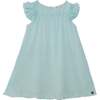 Short Sleeve Dress With Frill, Light Turquoise - Dresses - 1 - thumbnail