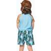 Short Sleeve Rashguard, Turquoise And Brown Pineapple Print - Rash Guards - 4