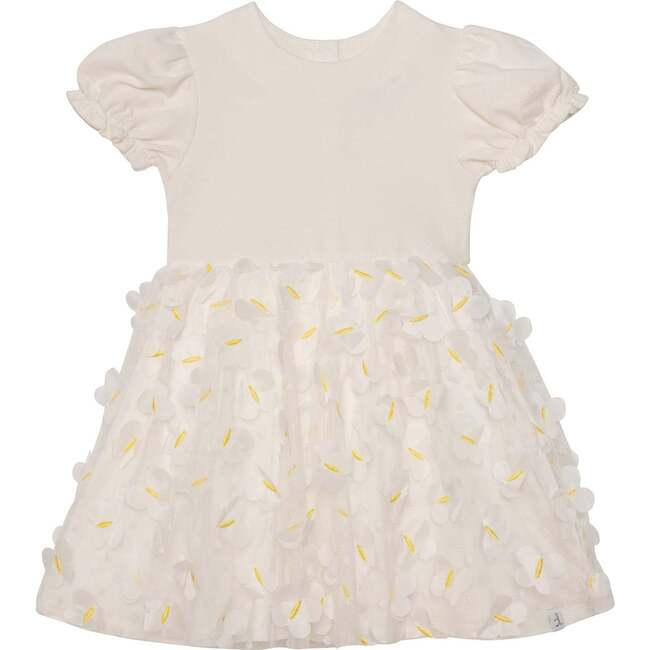 Short Sleeve Dress With Butterfly Applique, White