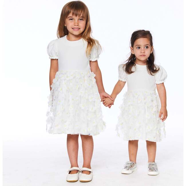 Short Sleeve Dress With Butterfly Applique, White - Dresses - 2