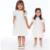 Short Sleeve Dress With Butterfly Applique, White - Dresses - 2