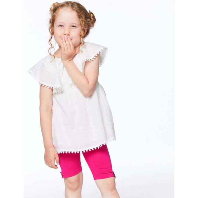 Ruffle Swiss Dot Cotton Blouse, White - Blouses - 2