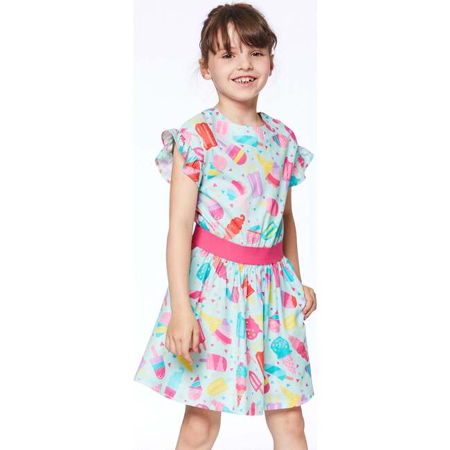 Printed Short Sleeve Dress, Turquoise Popsicle - Dresses - 2