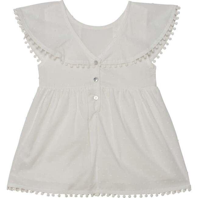 Ruffle Swiss Dot Cotton Blouse, White - Blouses - 3