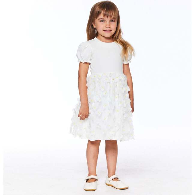 Short Sleeve Dress With Butterfly Applique, White - Dresses - 4