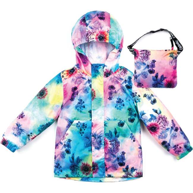 Printed Packable Windbreaker, Multicolor Flowers