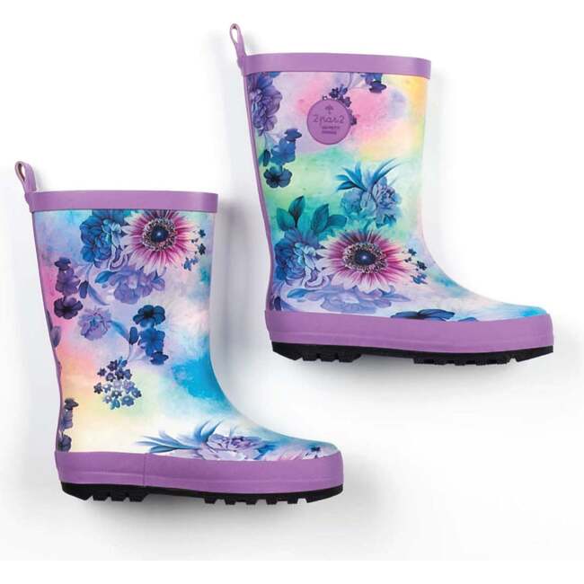 Printed Rain Boots, Multicolor Flowers
