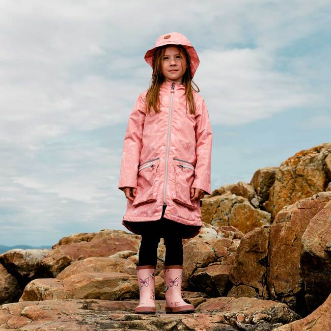 Printed Rain Coat And Hat Set, Pink Unicorns
