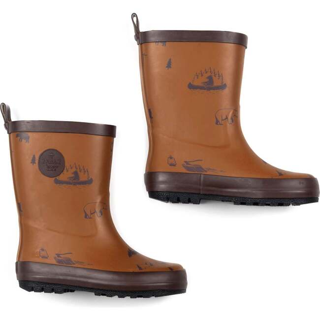 Printed Rain Boots, Brown Forest - Boots - 1