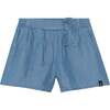 Short With Bow, Blue Chambray - Shorts - 1 - thumbnail