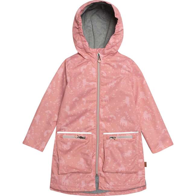 Printed Rain Coat And Hat Set, Pink Unicorns - Jackets - 4
