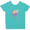 Short Sleeve Top With Back Detail, Turquoise - Tees - 1 - thumbnail