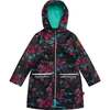 Printed Rain Coat And Hat Set, Black Butterflies - Jackets - 5 - thumbnail