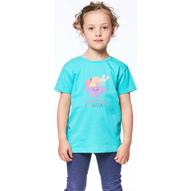 Short Sleeve Top With Back Detail, Turquoise - Tees - 2