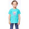 Short Sleeve Top With Back Detail, Turquoise - Tees - 2