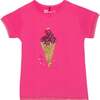 Short Sleeve Tee With Glitter, Graphic Fuchsia Pink - Tees - 1 - thumbnail