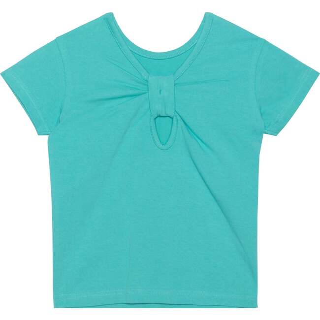 Short Sleeve Top With Back Detail, Turquoise - Tees - 3