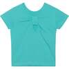 Short Sleeve Top With Back Detail, Turquoise - Tees - 3