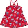 Printed Sleeveless Tunic, Red Flowers - Blouses - 1 - thumbnail