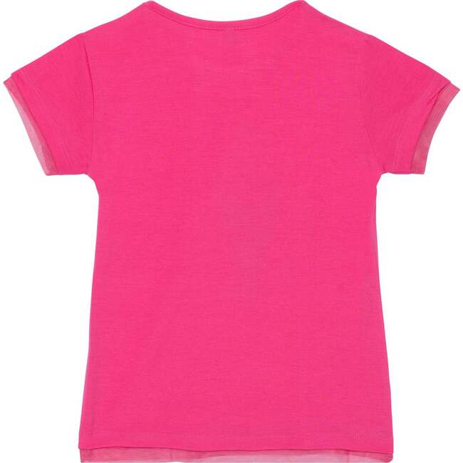 Short Sleeve Tee With Glitter, Graphic Fuchsia Pink - Tees - 3