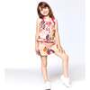 Printed Swiss Dot Jumpsuit With Frill, Beige Jungle - Rompers - 2