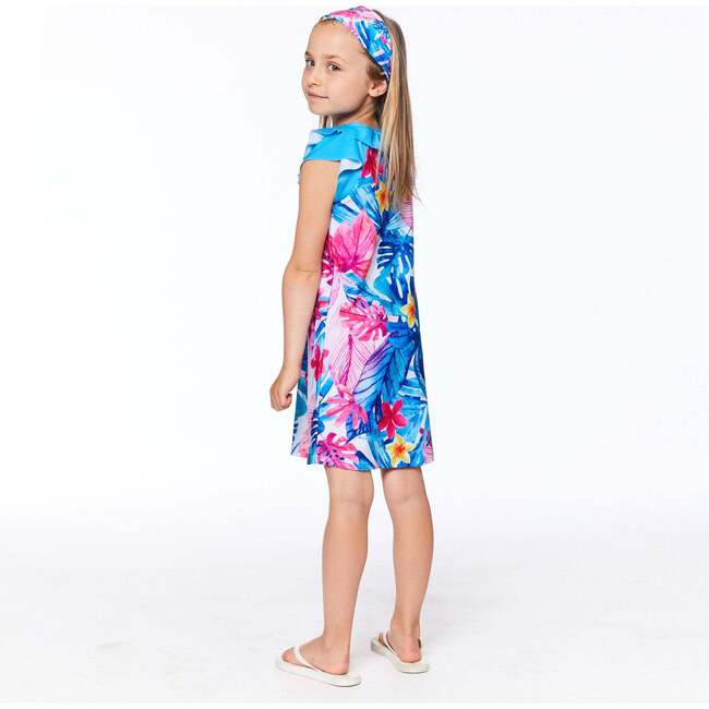 Printed Swimwear Headband, Blue Tropical - Bows - 2