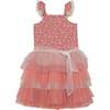 Printed Sleeveless Ruffle Dress, Cinnamon Pink Little Flowers - Dresses - 1 - thumbnail