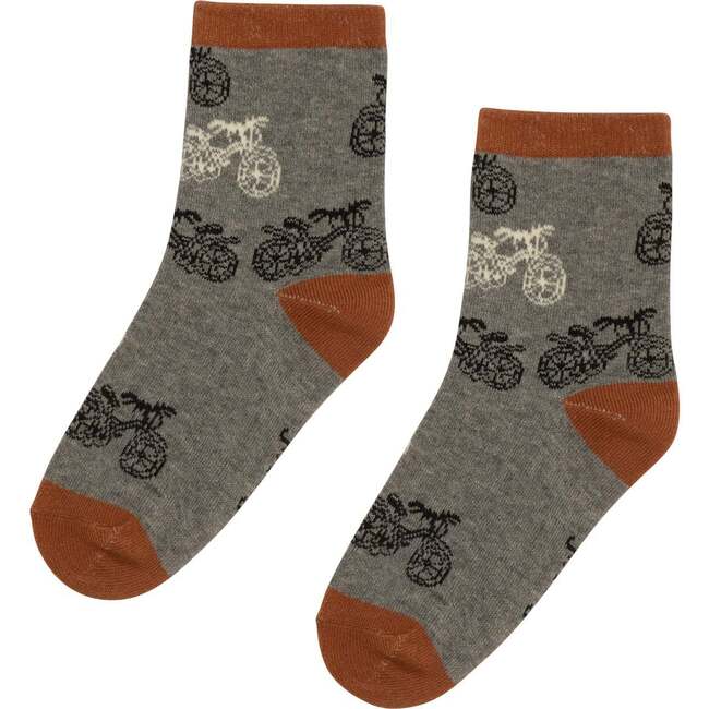 Printed Socks, Heather Grey Bikes