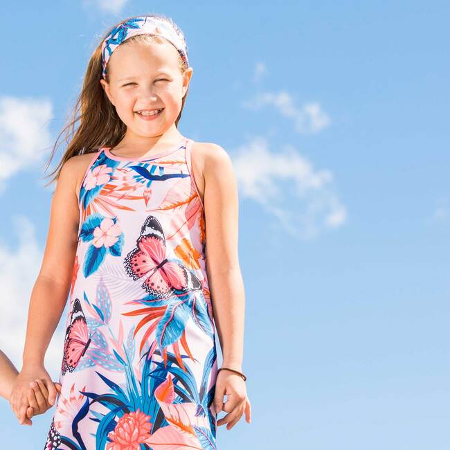Printed Swimwear Headband, Pink And Blue Butterflies - Bows - 2