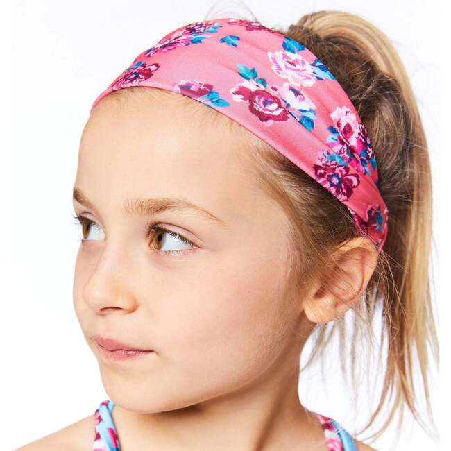 Printed Swimwear Headband, Pink Roses - Bows - 3