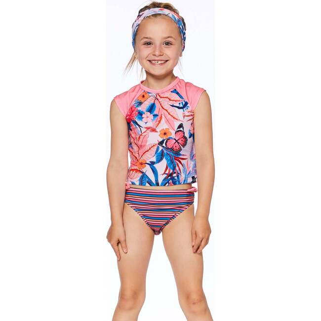 Printed Swimwear Headband, Pink And Blue Butterflies - Bows - 3