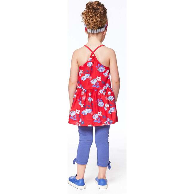 Printed Sleeveless Tunic, Red Flowers - Blouses - 3