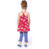 Printed Sleeveless Tunic, Red Flowers - Blouses - 3