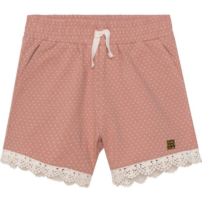 Printed Short With Side Pocket, Dusty Pink Polka Dots