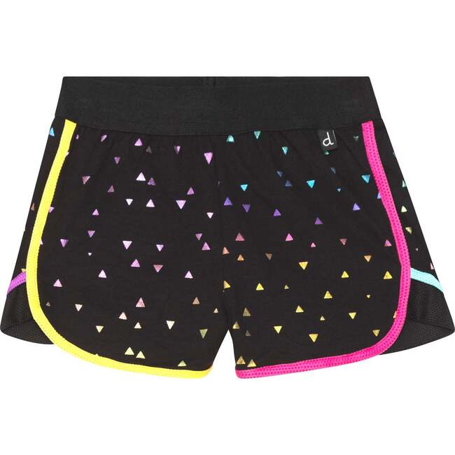 Printed Short With Mesh Insert Foil Triangle, Black