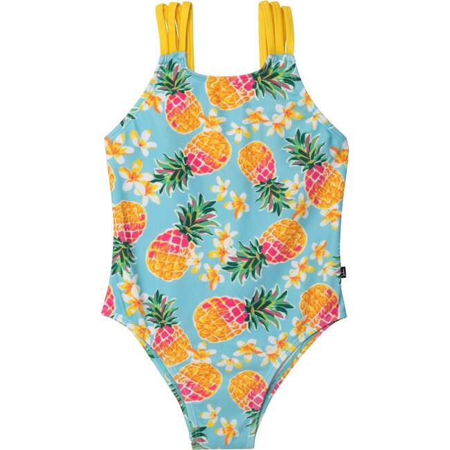 Printed One-Piece Swimsuit, Blue Pineapple - Deux par Deux Swim ...