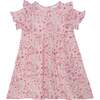 Printed Sleeveless Dress With Frill, Pink Watercolor Flowers - Dresses - 1 - thumbnail